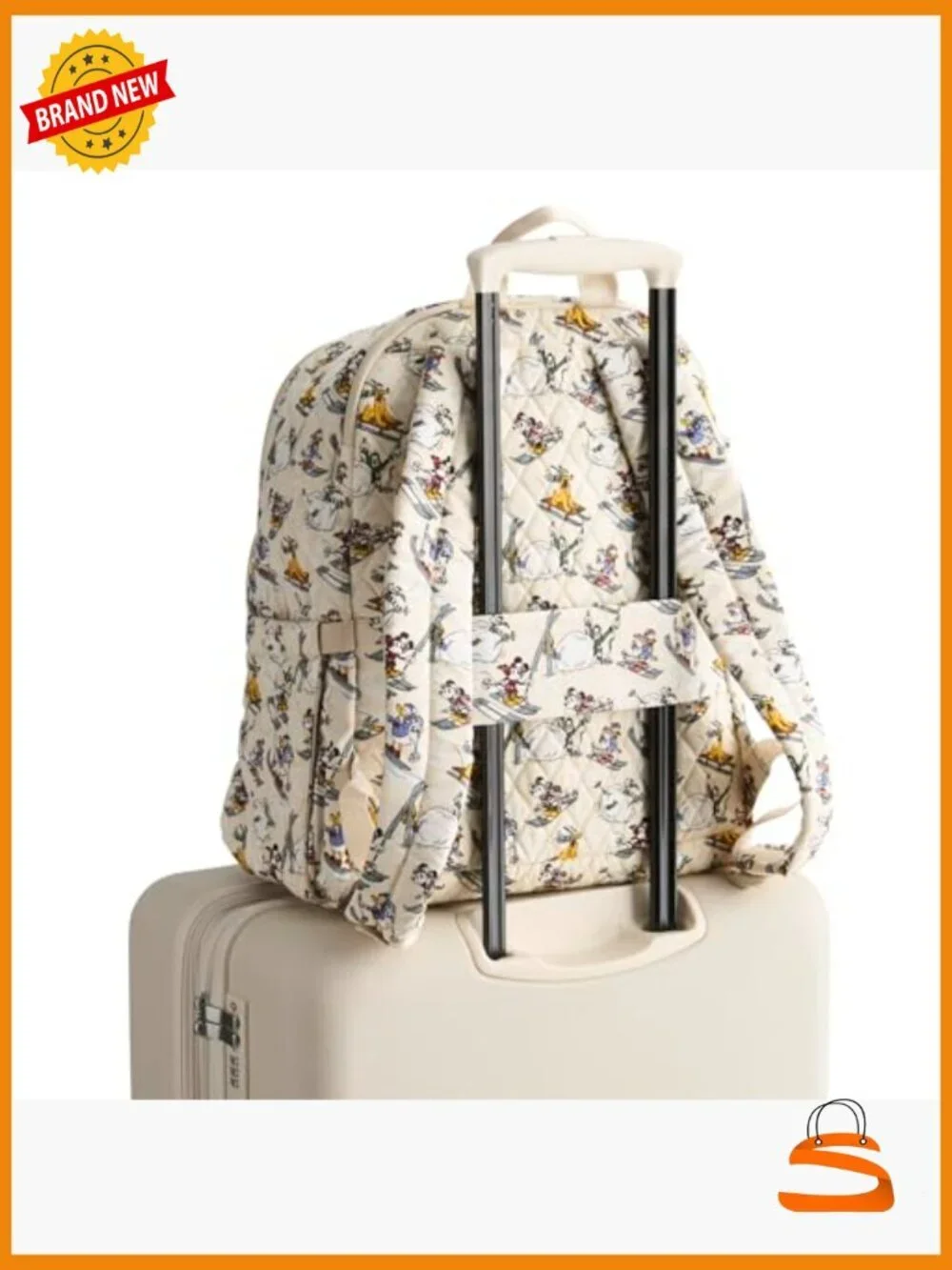 Disney Cotton Quilted Laptop Backpack, Premium Ski Mickey
